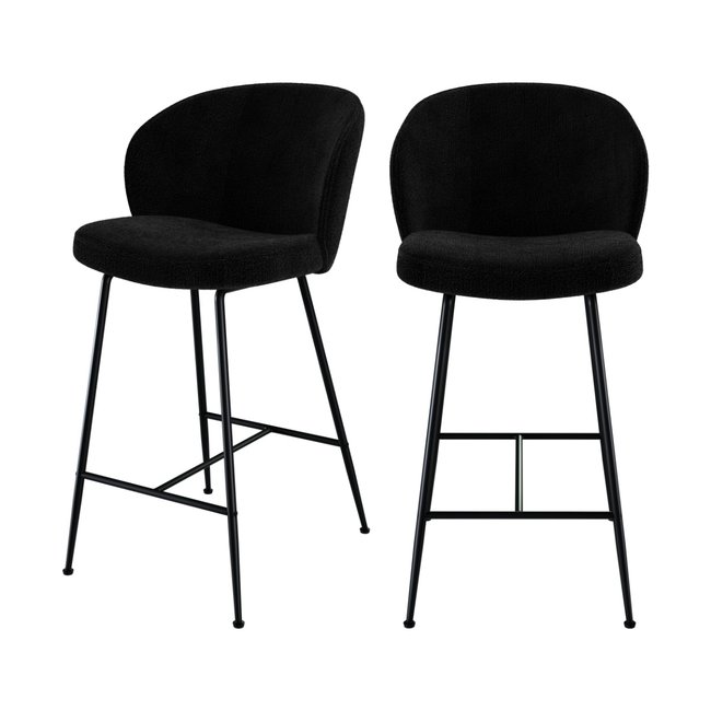 Lot de 2 chaises pour îlot central 66 cm en tissu bouclé - GROOM - RENDEZ-VOUS DÉCO