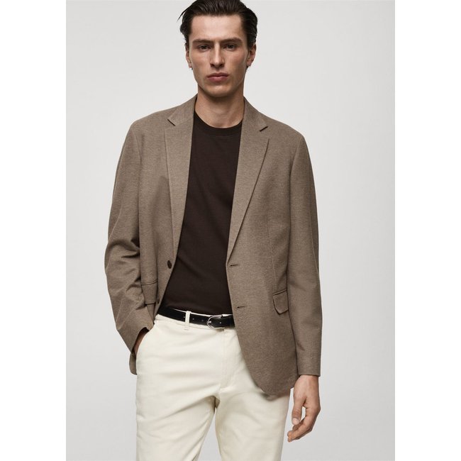 Veste slim fit coton marron moyen <span itemprop=