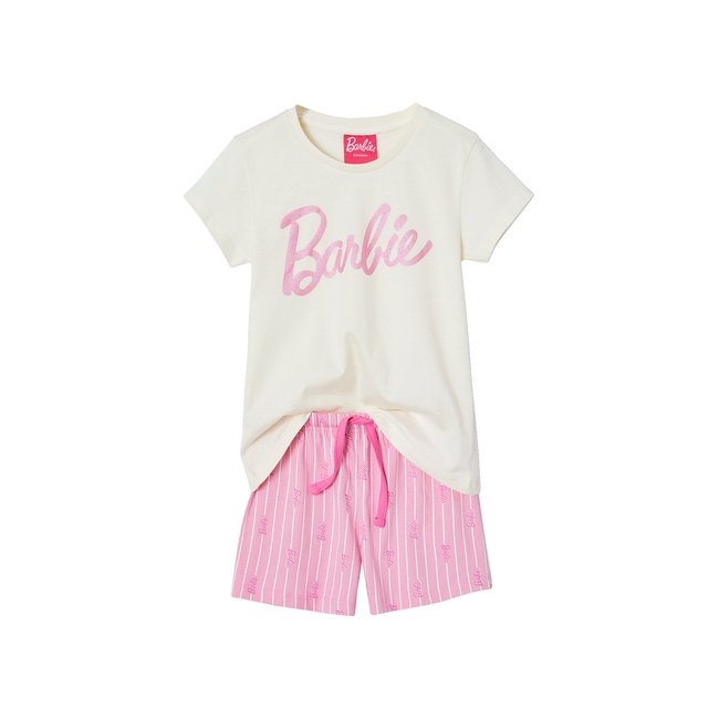 Pyjashort Barbie® motif foil brillant rose bonbon <span itemprop=