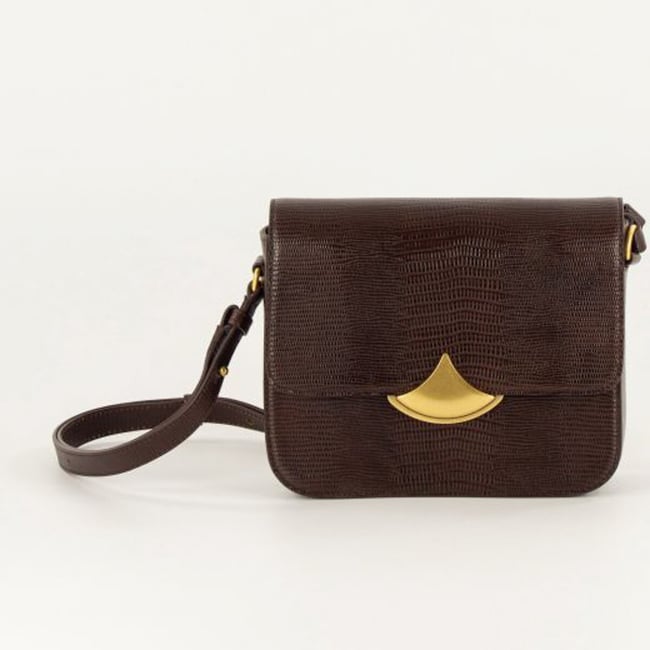 Sac à bandoulière en cuir DIVILUZ MIMO marron lézard <span itemprop=