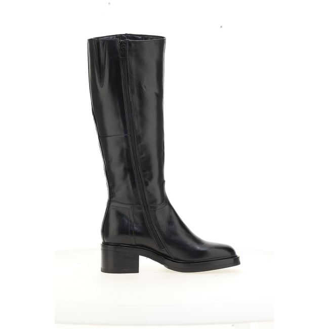 Classic knee-high boots in leather, black, MJUS