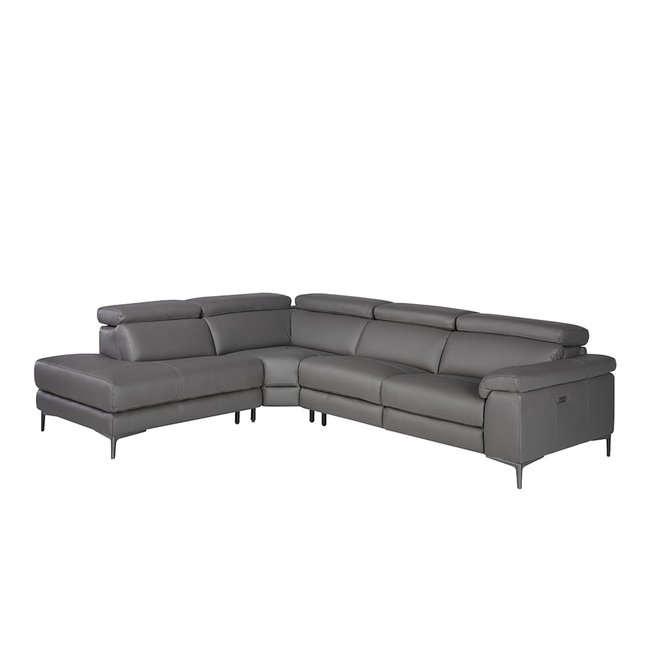 Canapé d'angle en cuir Couleur noir | gris <span itemprop=