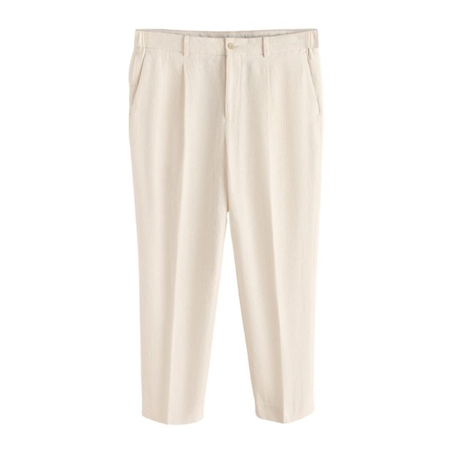 Pantalon costume coton tapisserie écru <span itemprop=