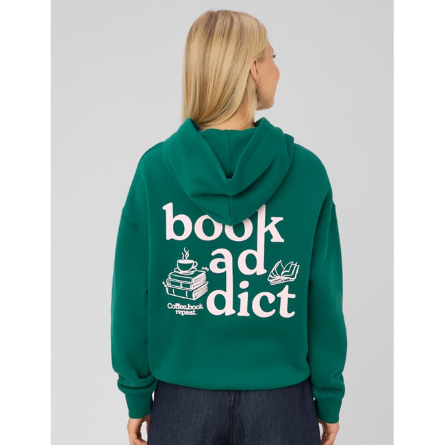 Sweat à capuche imprimé vert <span itemprop=