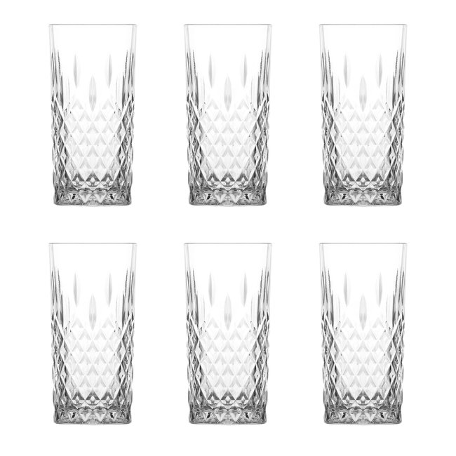 Lot de 6 gobelets hauts 35,5cl en verre, GLEN Couleur transparent <span itemprop=