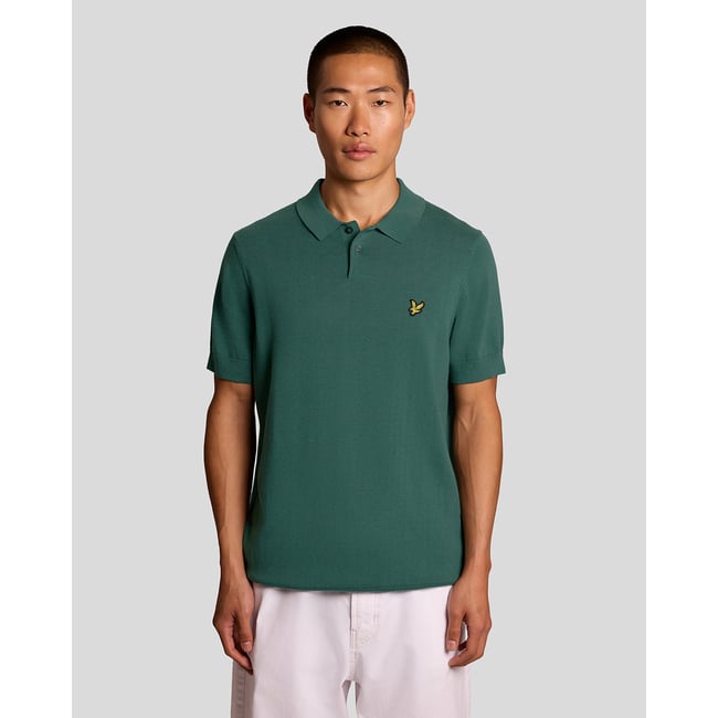 Polo en coton en maille vert everglade <span itemprop=