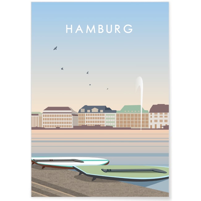 Poster Hamburg Couleur blanc <span itemprop=