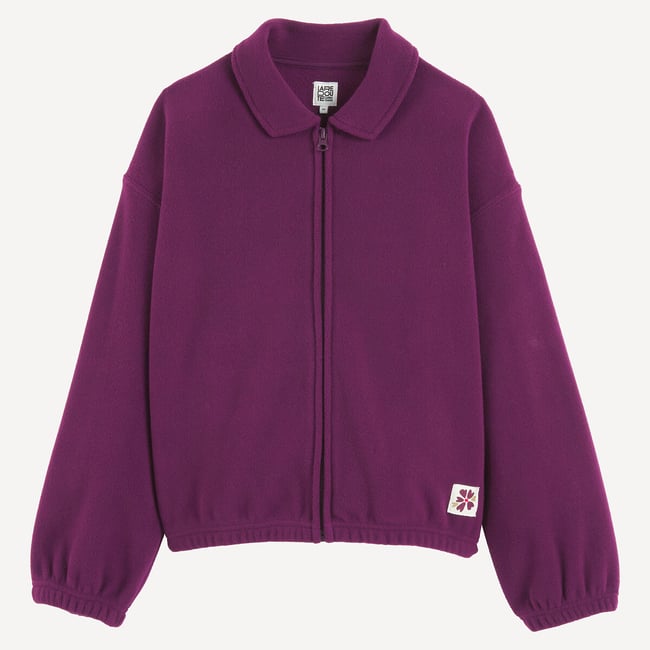 Veste zippée en polaire bordeaux <span itemprop=