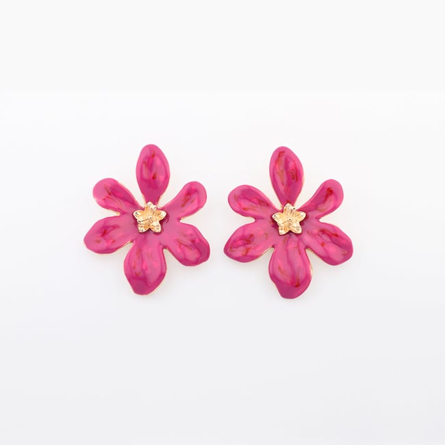 Boucles d'oreilles fleurs fuchsia fuchsia <span itemprop=