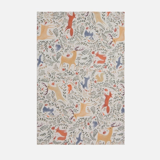 Torchon imprimé en lin SWEET FOREST gris <span itemprop=