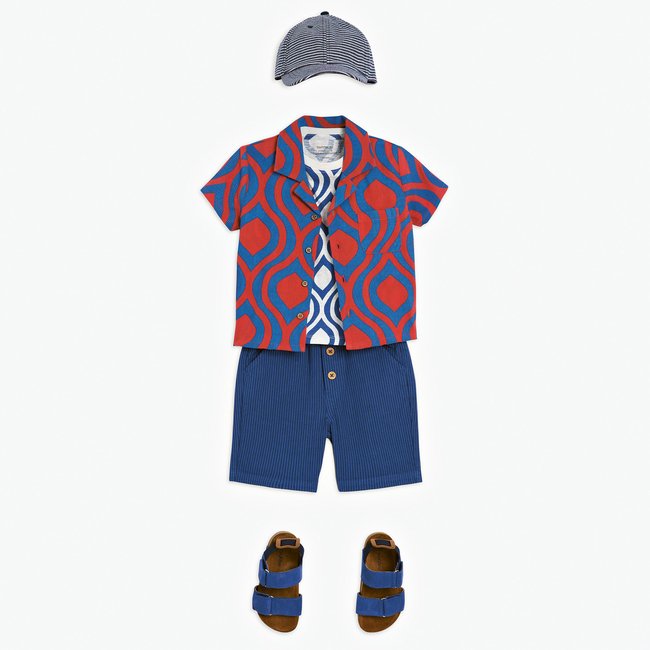 Chemise décontractée à manches courtes avec imprimé drapeau du Chili