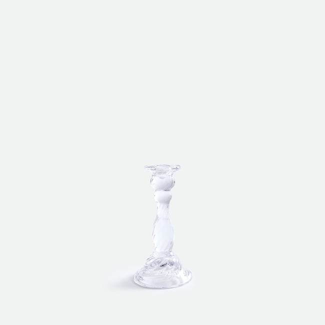 Bougeoir sur pied, verre transparent, hauteur 16,4 cm, STRIA Couleur transparent <span itemprop=
