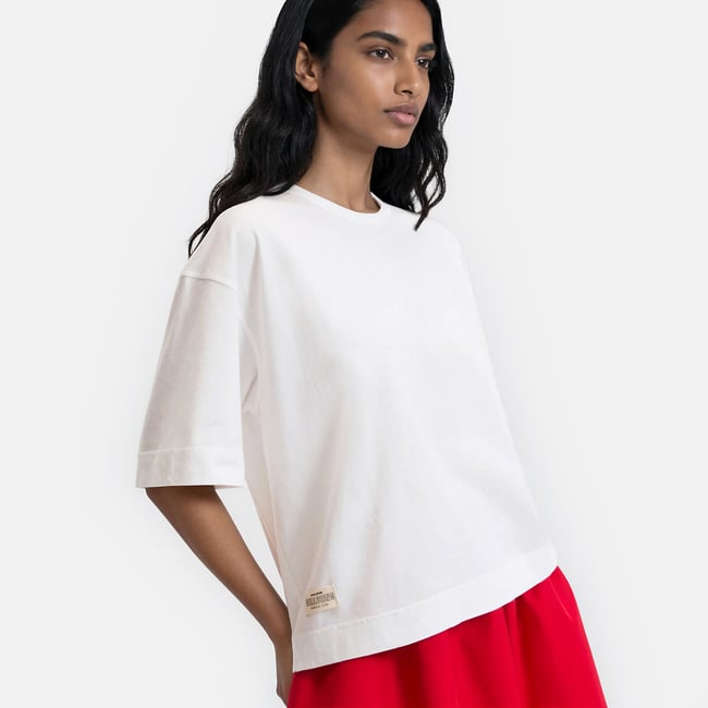 Loose Oversize Cotton Short Sleeve T-Shirt with Crew Neck, white, LA REDOUTE COLLECTIONS
