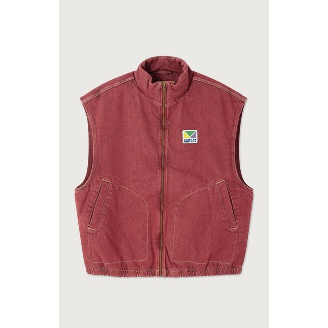 Veste sans manches zippée bordeaux <span itemprop=
