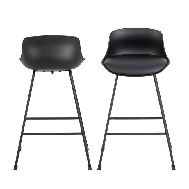 Lot de 2 tabourets de bar en simili et métal H66 cm- URANIE Couleur noir <span itemprop=