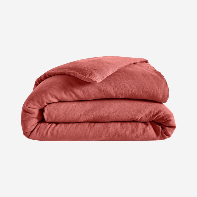 Housse de couette en lin BRUNELLE terracotta <span itemprop=