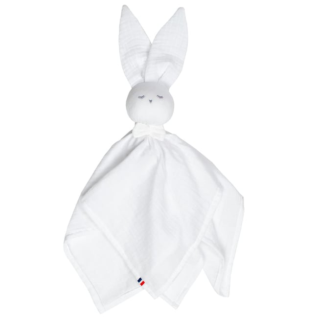 Doudou lapin personnalisé - Doudou lange coton double gaze - Cadeau naissance | Cofia Creations