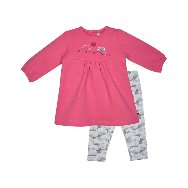 Robe legging mathilda maille bebe rose <span itemprop=