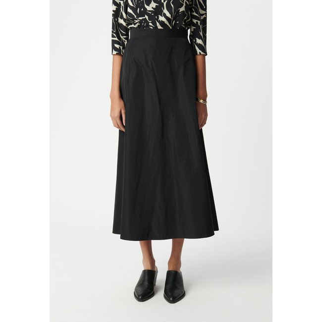 Jupe longue trapèze nylon noir <span itemprop=