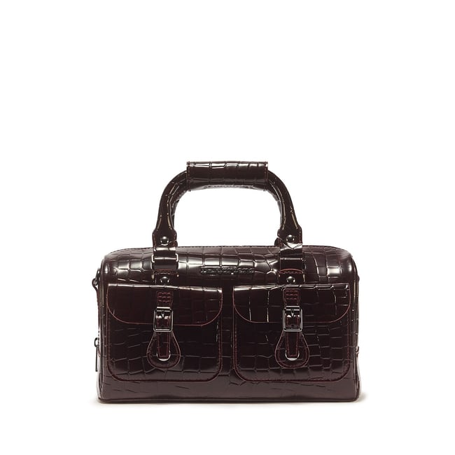 Mala em pele com alças bordeaux <span itemprop=