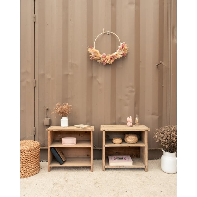 Paire de tables de chevet en bois Odile N°1573 - Bon état Couleur bois clair <span itemprop=