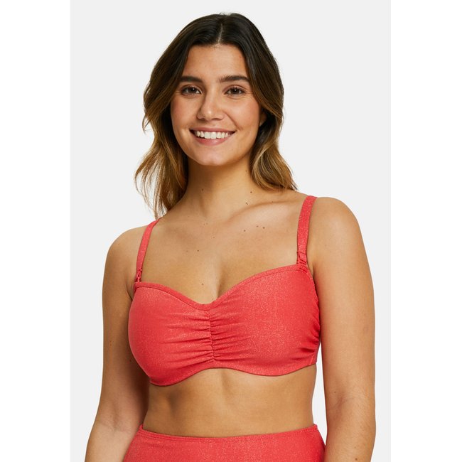 Haut de maillot de bain bandeau BASK IN BLISS rouge poppy <span itemprop=