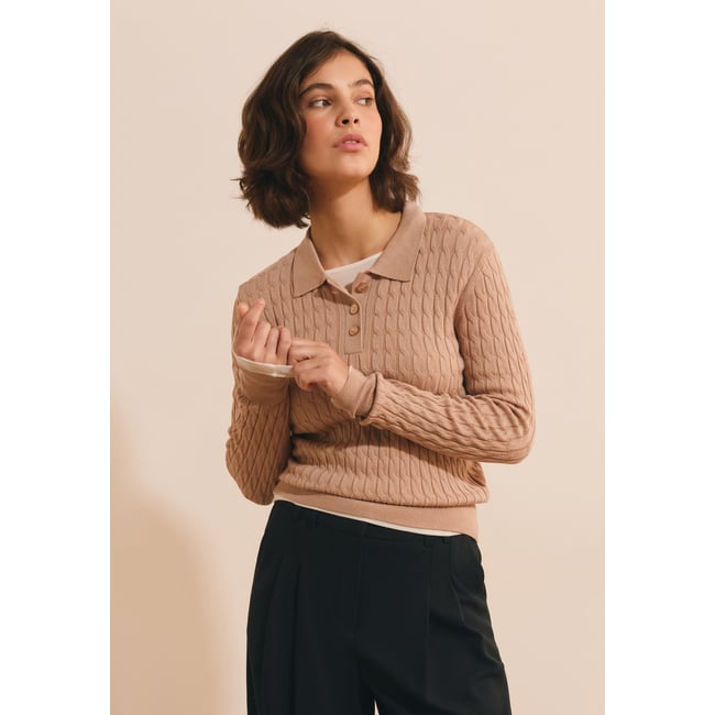 ETAM PULL LAURE POLO - PULL ML taupe <span itemprop=