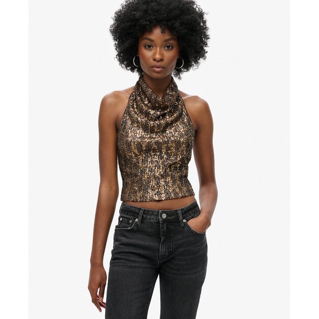 Haut dos nu à sequins et col bénitier - SUPERDRY