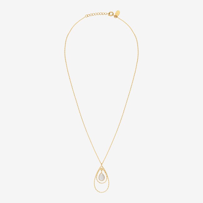 Collier selma pierre de lune blanche blanc <span itemprop=