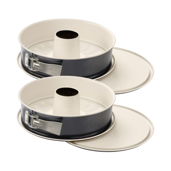 Lot de 2 moules à gâteaux 28/28 cm en acier BACK-TREND blanc <span itemprop=