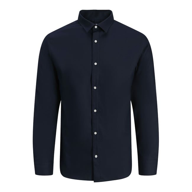 Chemise manches longues bleu foncé <span itemprop=