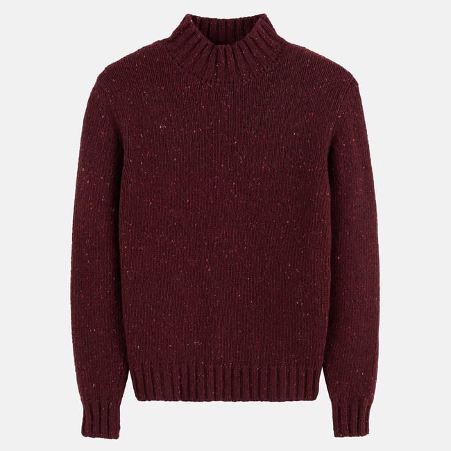 Pull col montant en grosse maille bordeaux LA REDOUTE COLLECTIONS