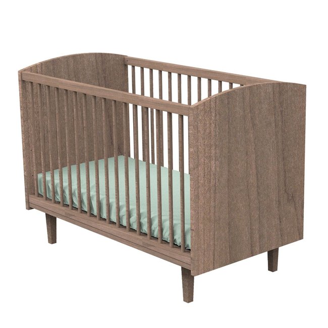 Lit bébé à barreaux marron <span itemprop=