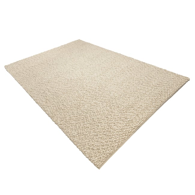 Tapis rectangulaire 160 x 230 cm laine bouclettes beige Couleur beige <span itemprop=