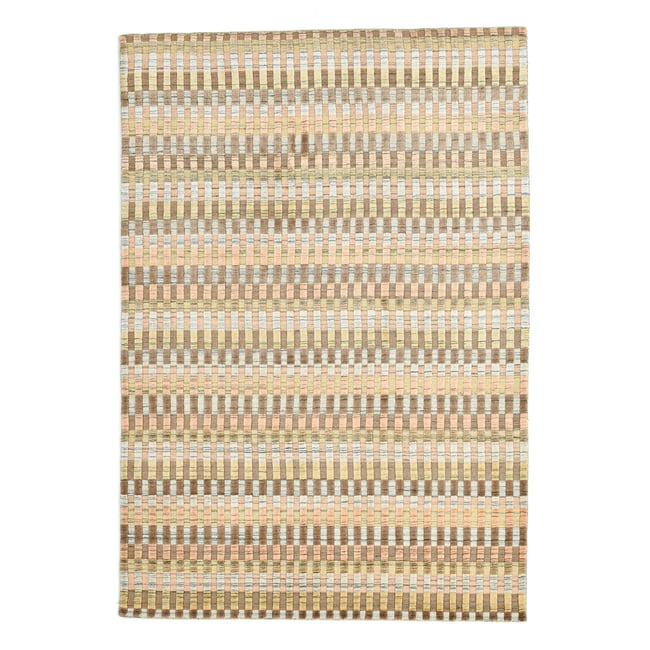 Tapis en laine vierge et viscose Couleur terre <span itemprop=