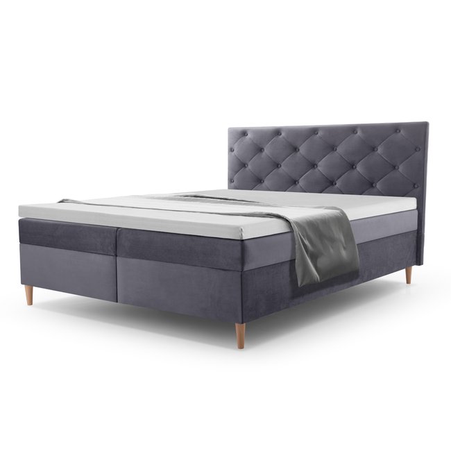 Lit boxspring - LOUIS Couleur gris foncé <span itemprop=