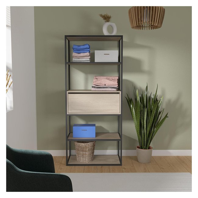 Portant vêtements en bois et métal OSLO Couleur noir <span itemprop=