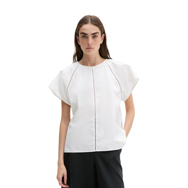 Blouse à manches courtes regular en popeline premium blanc <span itemprop=