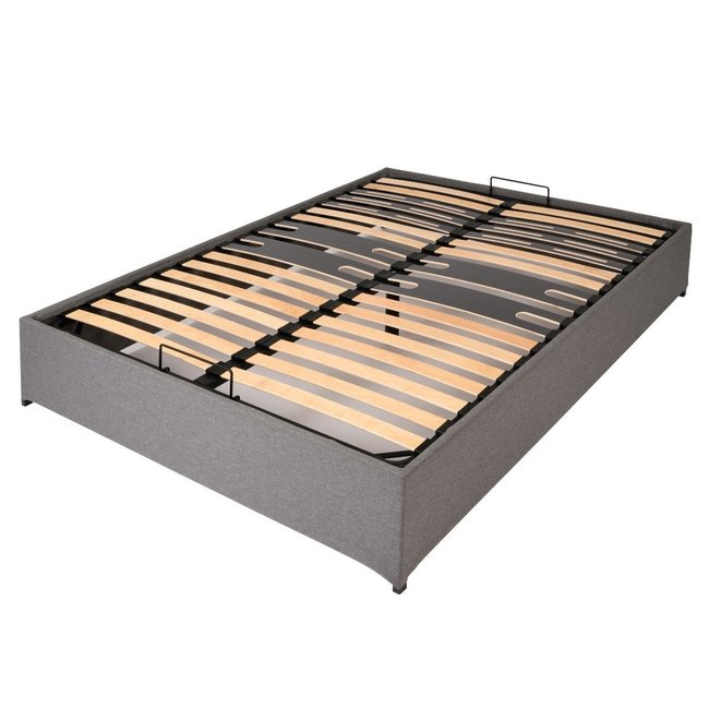 Lit coffre de rangement 160x200cm - Origine France Couleur gris <span itemprop=