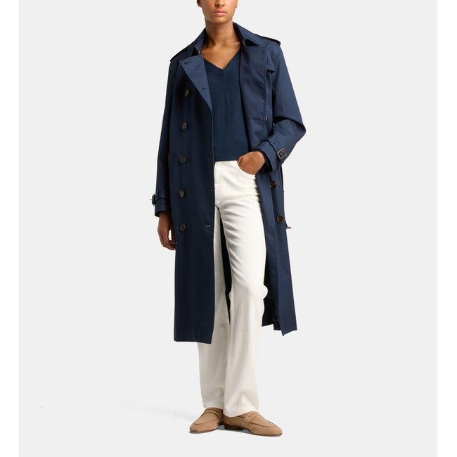Trench   Genoux Paxi Ceinture Toile De Coton bleu marine <span itemprop=
