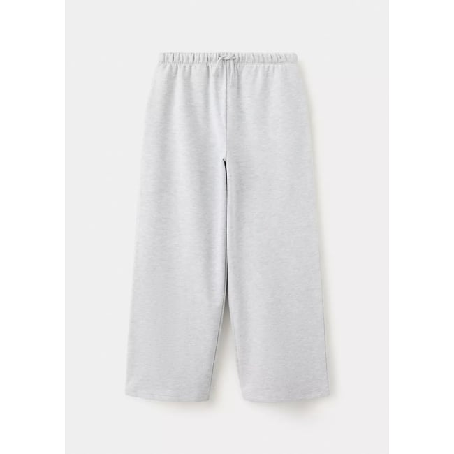 Jogger palazzo en coton gris chiné clair <span itemprop=