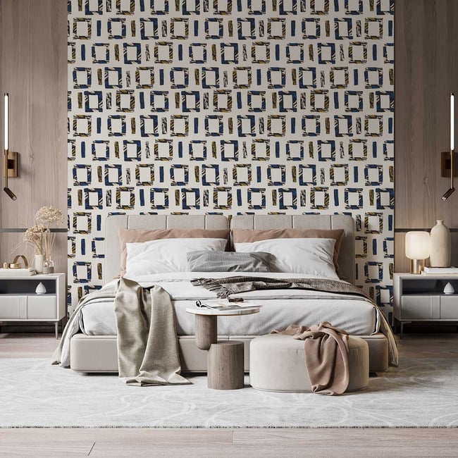 Papier peint carré tribal Couleur intissé <span itemprop=