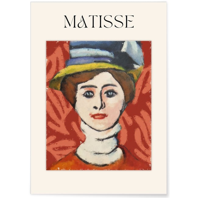 Affiche Matisse - Femme au Chapeau Couleur blanc <span itemprop=