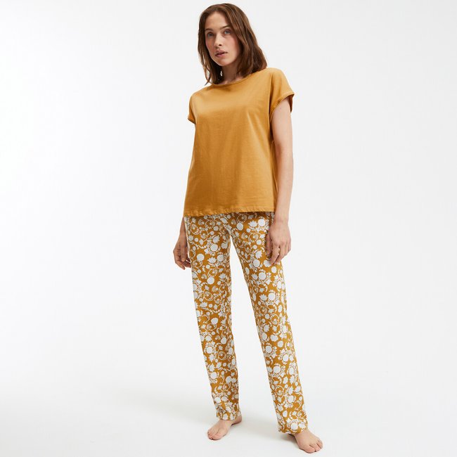 Pyjama coton, bas imprimé floral imprimé floral <span itemprop=