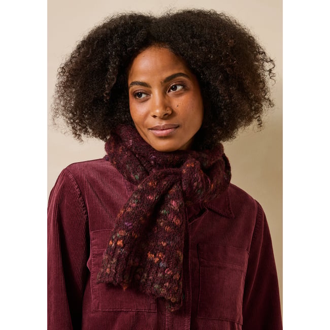 Écharpe tricotée multicolore bourgogne <span itemprop=