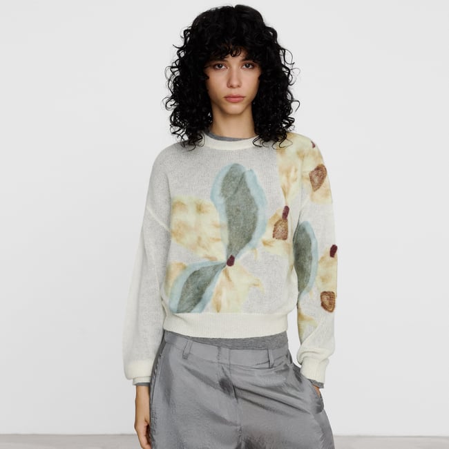 Pull à effet feutré en mélange mohair multicolor <span itemprop=