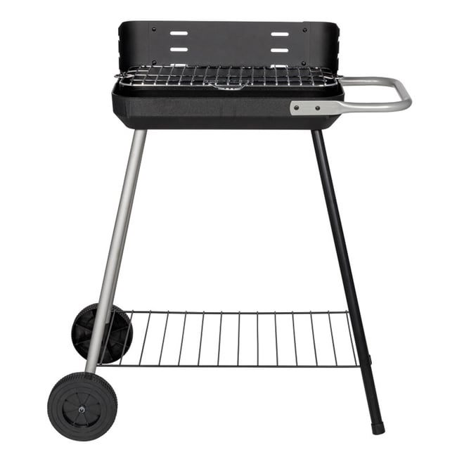 Barbecue à charbon sur chariot noir <span itemprop=