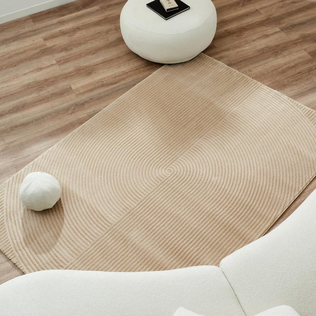 Tapis salon et chambre tissé motif géométrique CEROTI Couleur beige <span itemprop=