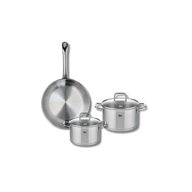 Batterie 1 poêle 24cm + 2 faitouts 14/16cm PROFI CITRIN gris <span itemprop=