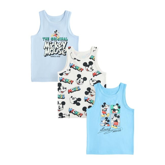 Débardeur mickey mouse, lot de 3 bleu/blanc <span itemprop=
